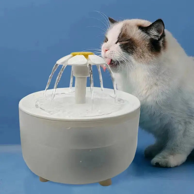 Cat drinking from USB electric water dispenser fountain.