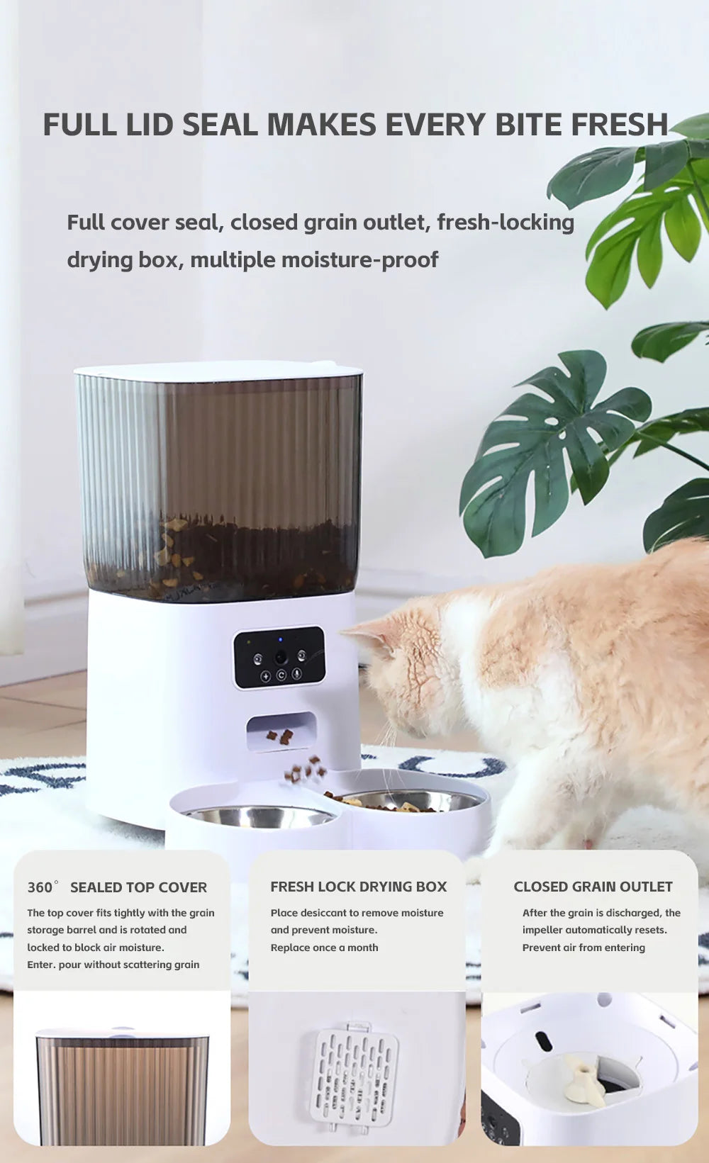 Smart Cat Feeder 5L with Camera & WiFi